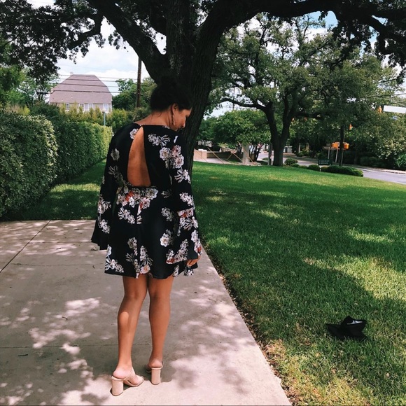 Navy Floral Cocktail Dress - Picture 2 of 6